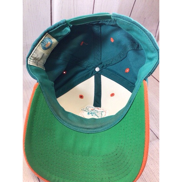 Vintage Miami Dolphins Two Tone Snapback Orange and Teal 1970s Logo Hat NFL - Picture 10 of 13